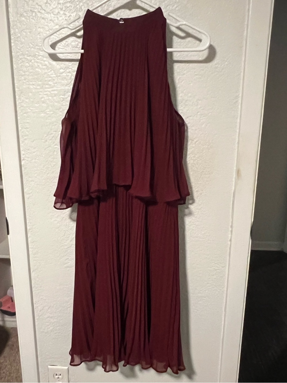 Lucy Paris Burgundy Pleated Halter Dress